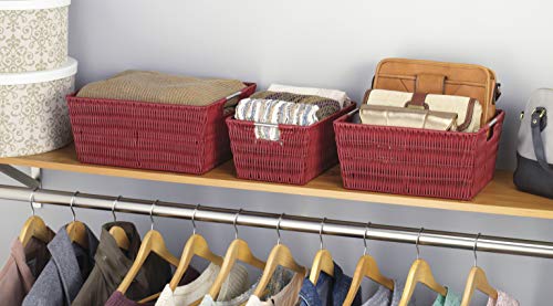 Image of Whitmor 3 Pack Storage Baskets, Large Woven Baskets for Storage Shelves Home, Pantry Baskets Organization and Storage, Red.