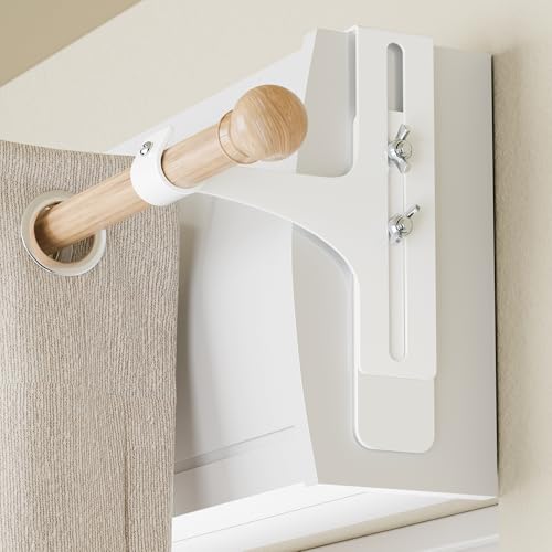 Juego de 2 soportes para barra de cortina sin taladrar, de metal y duraderos, aptos para todos los cajones de persiana, Ø20-28 mm, barra de cortina sin taladrar cajón de persiana, color blanco