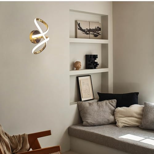 Image of Infinity Golden Modern Wall Light for Home, LED Wall Lamp with 3 Color Lighting (Cool /Warm /Natural White), Perfect for Bedroom, Hall, Pack of 2