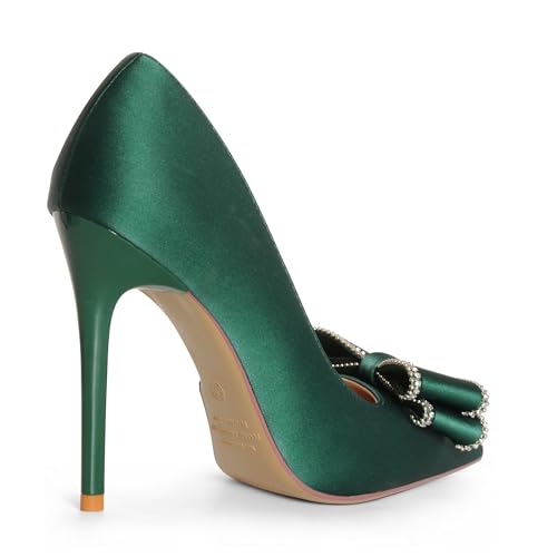 ANN CREEK Women's Pumps High Heel Pointed Closed Toe Stiletto Heels for Women Bow Heeled Pumps Shoes Satin D'Orsay Wedding Prom Evening Dressy3