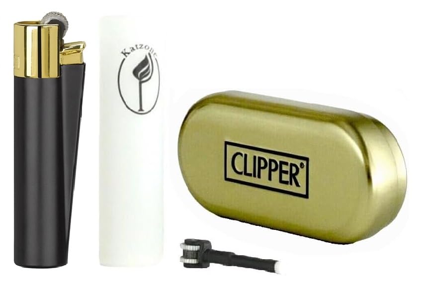 Encendedor Clipper Metal Negro y Dorado con Estuche Protector miniatura 3