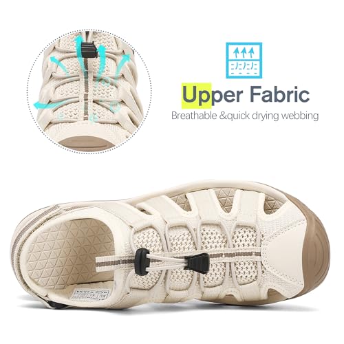 Image of Dannto Women's Sport Sandals Close Toe Mesh Hiking Outdoor Athletic Walking Casual Sandals Water Shoes