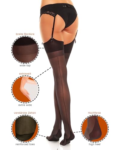 Image of GLAMORY Plus Size Delight 20 Denier Sheer Hosiery with Seam Backseam Stockings Silky-Matte, Reinforced Toe