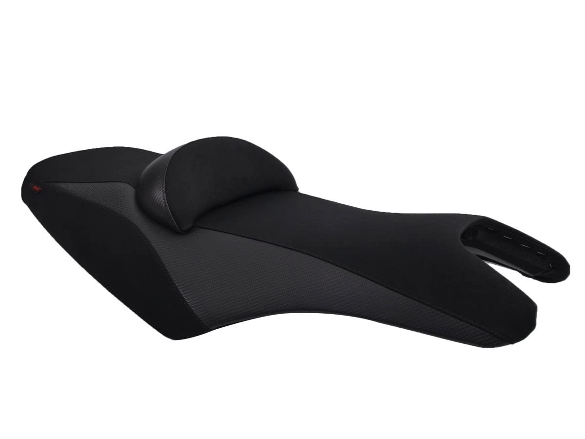 Funda de Asiento Compatible con Yamaha T-MAX 500 2008-2011/530 2012-2016 Negro/Gris Oscuro (E)