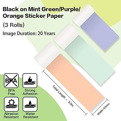 Miniatura 9 de Phomemo Mini impresora M02 Pro - Impresora térmica Bluetooth de fotos con 3 rollos de papel adhesivo colorido, compatible con iOS + Android para