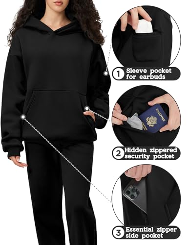 FAIABLE Oversized Hoodie Sweatshirts for Women Couples Heavyweight Fleece Athletic Hoodies Pullover Sweaters,Hidden Pockets2
