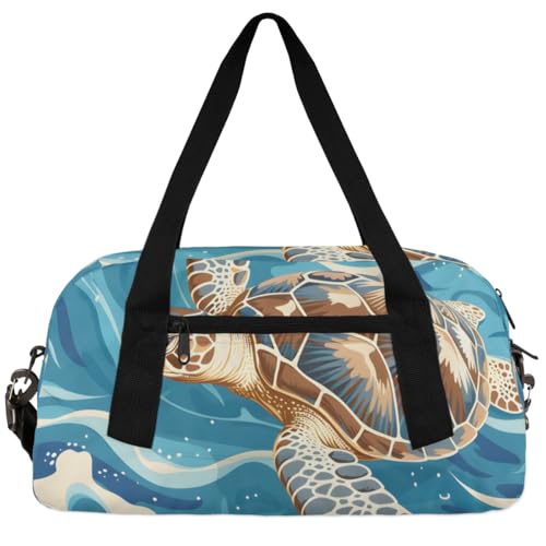 Vintage Turtle Kids Duffle Bag Boys Girls Small Sport Dance Gym Bag for Overnight Travel Weekender Carry On
