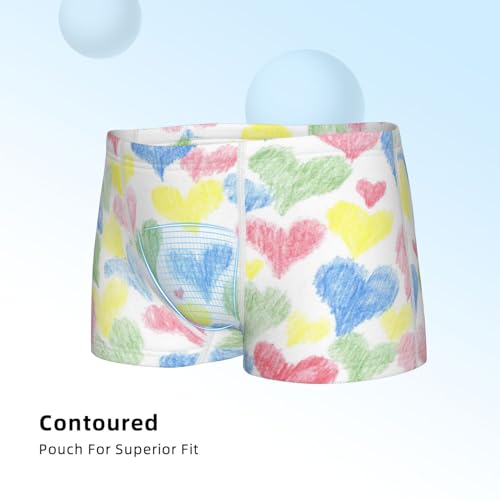 Boys' Cotton Boxer Brief Soft Underwear-Hand Drawn Colored Hearts4