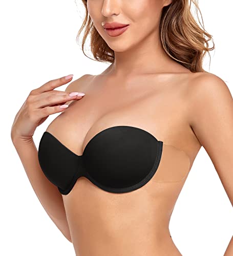 Image of Sticky Strapless Backless Push Up Bras for Women Self Adhesive Underwired Padded Reusable Stick on Bra