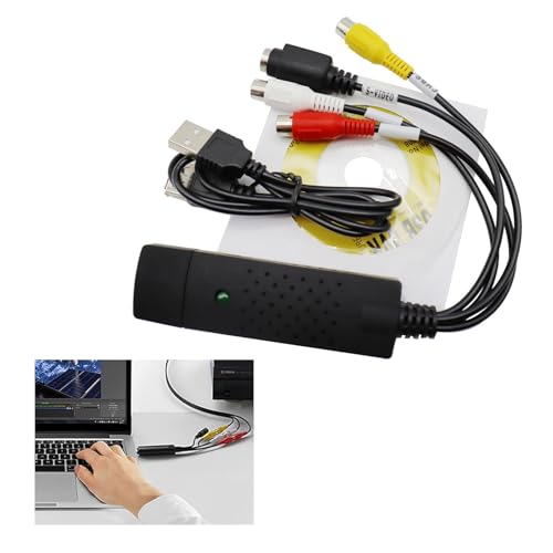 Azushwer Convertidor VHS a digital, convertidor VHS a DVD, convertidor RCA a USB, dispositivo de captura de video USB para VCR TV Hi8 a DVD digitalizador para PC TV, Mac Windows Vista compatible