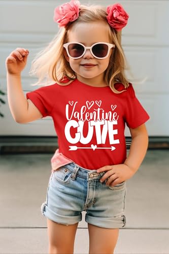 Image of VVNTY Valentines Shirts Toddler Boys Love Heart Graphic Tee Funny Letter Print Tops