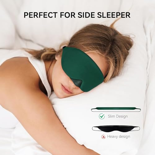 Image of Mavogel Cotton Sleep Eye Mask, Breathable Light Blocking Sleep Mask | Soft Comfortable Night Eye Mask for Men Women, Eye Cover for Travel /Sleeping /Shift Work, Includes Travel Pouch (Green)