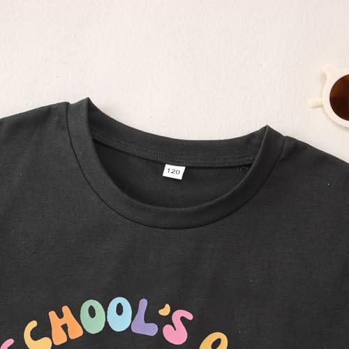 Image of Kid Girls School's Out for Summer Shirt School Graduation T-Shirt Summer Vacation Outfit Short Sleeve Tees Tops 7-12Y(Black,7-8Y)