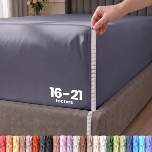 Extra Deep Pocket Queen Fitted Sheet, Fits 16-21 Inch Mattress...