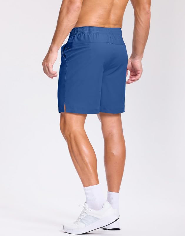 Image of GGJ Men's Lightweight Athletic Shorts with 2 Zipper Pockets 7 inch /9 inch /5 inch Gym Workout Running Quick Dry Tennis Shorts for Men