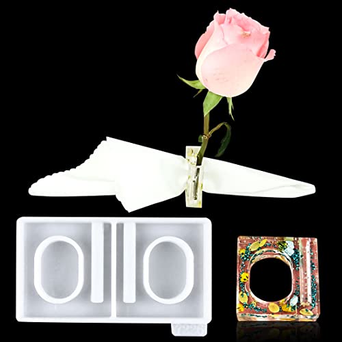 Voyyphixa 2 Pièces Moule Rond de Serviette, Moule Resine Anneau de Serviette Moulle Silicone Vase Petit Resine Epoxy Moulage pour Mariage, RéUnions Famille, DîNers DéCoration de Table (Moule Resine) Cover