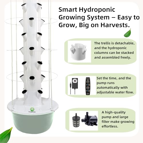 Hydroponic Growing System, 40-Pod Vertical Tower with Trellis & Timer - Image 4