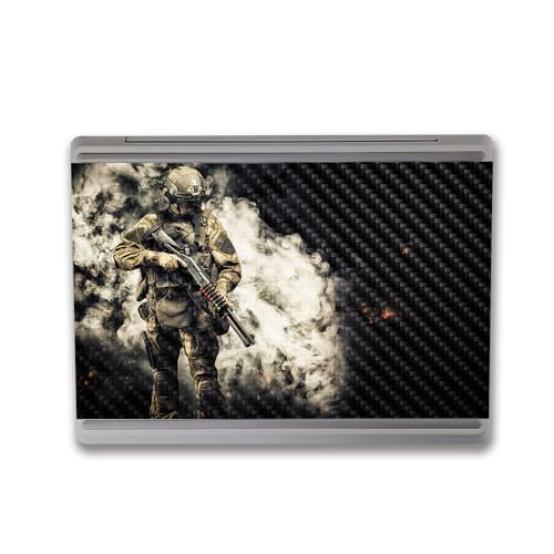 Image of MightySkins Carbon Fiber Skin Compatible with Microsoft Surface Laptop Go 3 (2023) Full Wrap Kit - Fighting On | Protective, Durable Textured Carbon Fiber Finish | Made in The USA