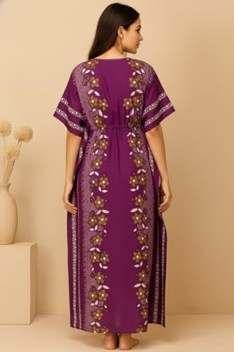 Image of Bahumaan Pure Cotton Kaftan Nighty for Women | Kaftan Maxi for Women | Kaftan Night Gowns for Women | Cotton Nighty for Women Stylish |