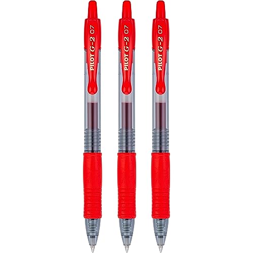 Image of Pilot G2 07 Red Fine Retractable Gel Ink Pen Rollerball 0.7mm Nib Tip 0.39mm Line Width Refillable BL-G2-7 (3)