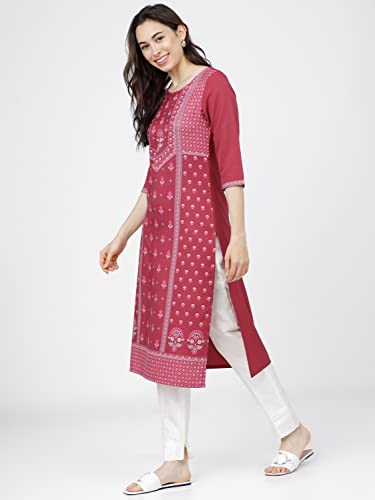 Image of KETCH Polyester Women's Regular Fit Printed Threeforth Sleeve Kurta