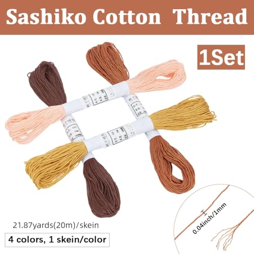 Set de 4 hilos de bordar algodón marrón 80m miniatura 2