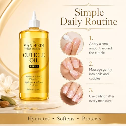 Image of TMPE Professional Cuticle Oil Refill /Bulk Pack, enriched with Jojoba Oil, Vitamin E & Sweet Almond Oil. Manicurist's Choice for Healthy, Nourished Nails & Cuticles - 200ml