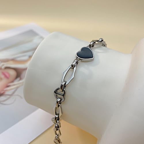 Fashion Stainless Steel Enamel Heart Link Chain Bracelet3