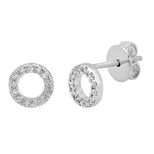 Dazzlingrock Collection 0.10 Cttw Round White Diamond Halo Circle Shape Stud Earrings for Women in 925 Sterling Silver