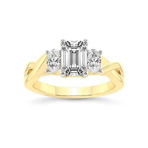 FRIENDLY DIAMONDS Lab Grown Diamond Ring For Women IGI Certified | 1-5 Carat Dionne Three Stone Side Oval Diamond Ring | 14K Or 18K White, Yellow Or Rose Gold | FG-VS Quality2