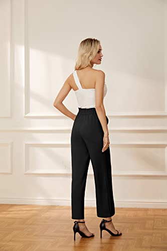 Grace Karin CL1914S23-01_00L@#WQQYQH Women'S Straight Leg Cropped Dress Pants Elastic High Waist Wide Leg Business Casual Slacks Capris thumb #3