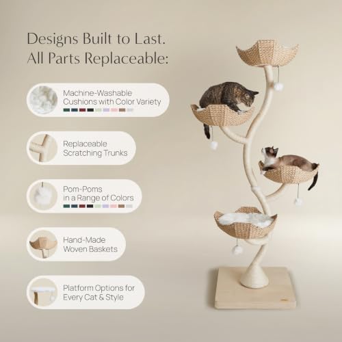 Image of Mau - 73 inch Modern Cat Tree Tower for Large Cats, Tall Luxury Cat Condo