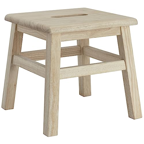 eHemco Solid Hardwood Step Stool for Adults and Kids, 12.25 Inches, Unfinished