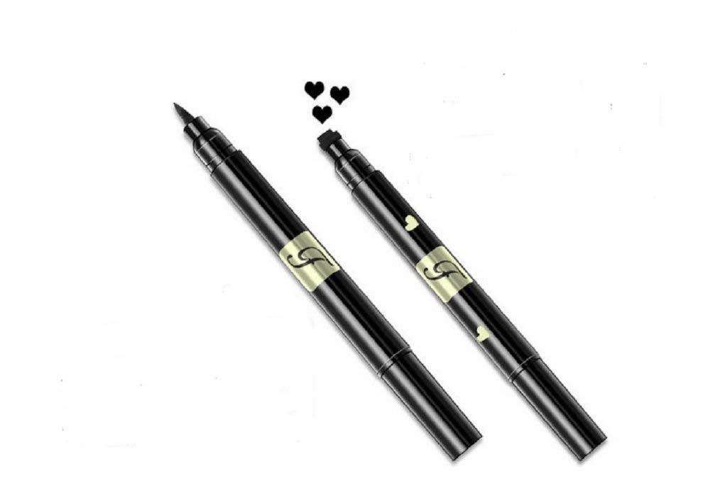 Panlom® 1x Eyeliner Pencil Pen with Eye Makeup Stamp Waterproof Double Sided Long Lasting Seal Eyeliner Cosmetics Tool (Heart)