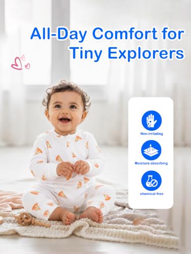 Image of Kidbea Organic Cotton Unisex Baby Zipper Romper Ultra-Soft Full Sleeve Footed Bodysuit Romper for Newborn & Infant Kids Sleepwear