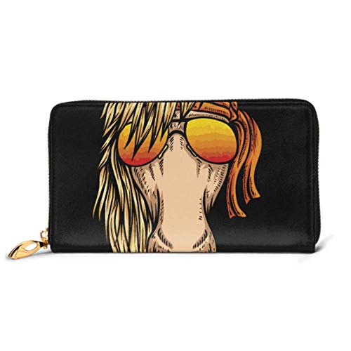 Preisvergleich Produktbild JHGFG Mode Handtasche Reißverschluss Brieftasche Pferd Brillen Bandana Telefon Kupplung Geldbörse Abendkupplung Blockieren Leder Brieftasche Multi Card Organizer