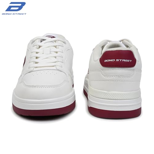 Image of Bond Street Men's White & Green Casual Sneakers | PU Upper Lace-Up Shoes for Men | Lightweight Footwear with Durable PVC Sole | Stylish & Comfortable Men's Fashion Sneakers