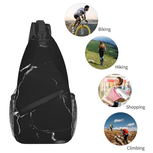 Mochila cruzada MyPiky con estampado mármol negro unisex miniatura 6