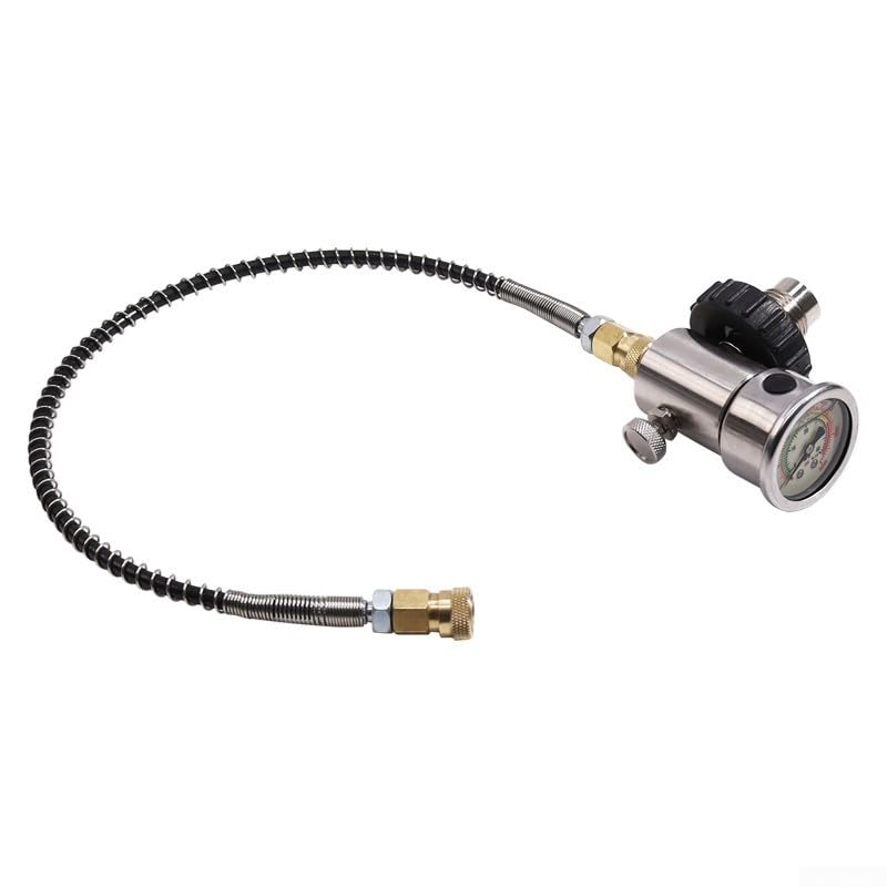 Adattatore per manometro ad alta pressione da G5/8 a 7/8 con doppio display luminoso e tubo da 24 pollici per manutenzione bombola ARA (SFC040)