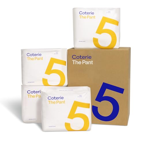 Coterie The Pant, Size 5, Pull Up Style Diapers for Sensitive Skin, Hypoallergenic, Super Absorbent Overnight Leak Protection, 3T/4T (27-38 lbs) 112 Count