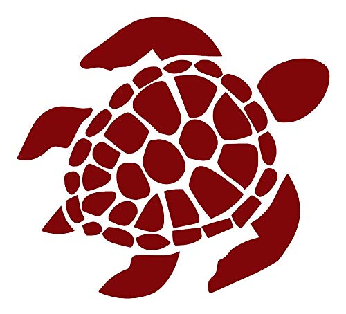 Sea Turtle [Pick Any Color] Vinyl Transfer Sticker Decal for Laptop/Car/Truck/Window/Bumper (10in x 9in, Maroon)