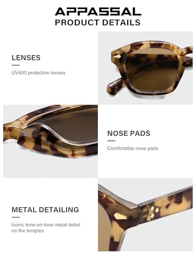 Image of Appassal Small Retro Square Sunglasses for Women Mens Rectangle Sunnies AP3680