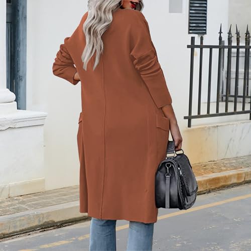 Maiyifu-GJ Women's Long Wool Cardigan Jackets Casual Lightweight Open Front Jacket Fall Winter Warm Overcoat Outerwear2