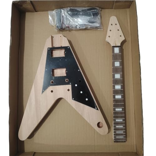 Fly-V Style DIY Electric Guitar Kit Unfinished Guitar Building Assembly Set