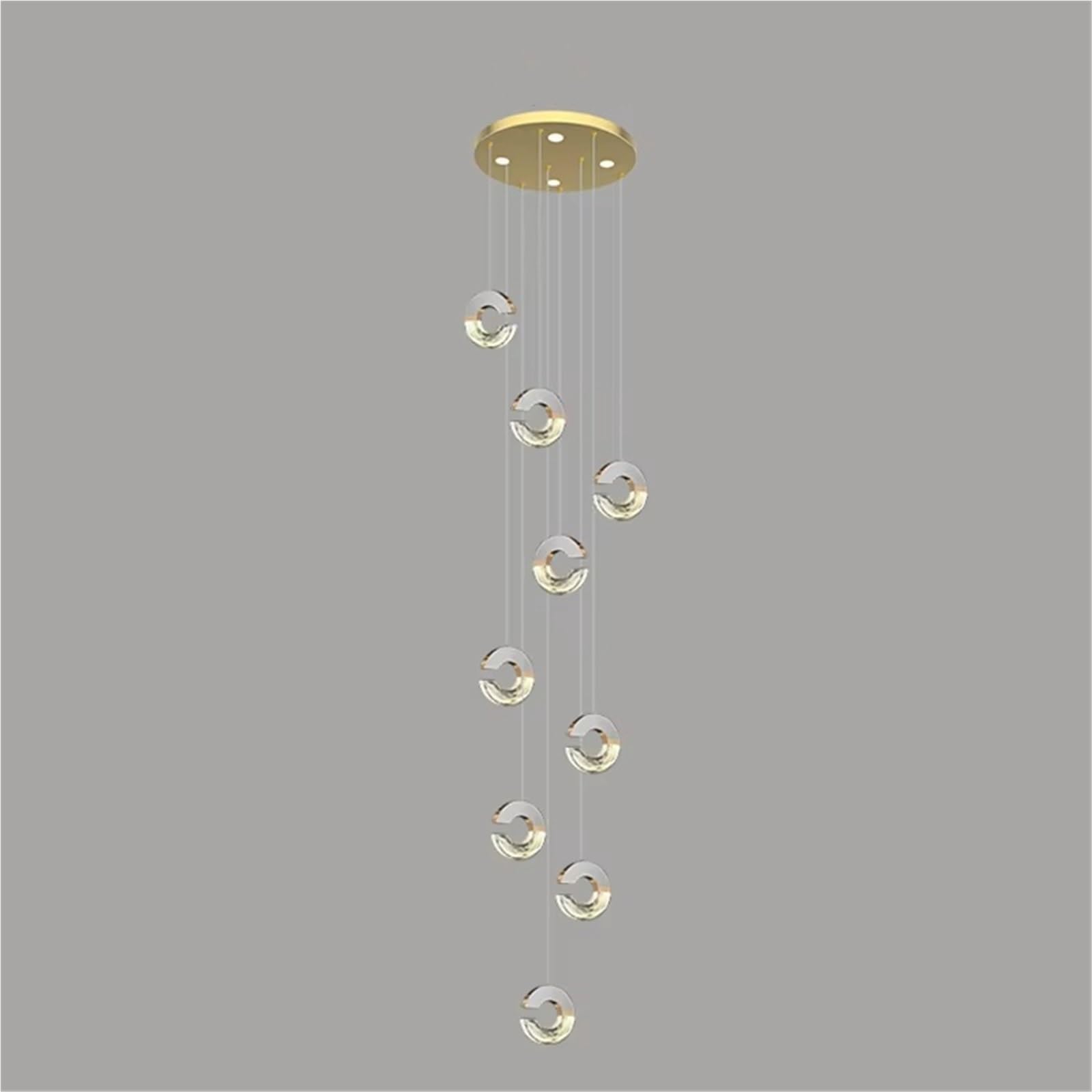 PCXEHUYP Scandinavian Modern Crystal Staircase Chandelier Luxury Villa Decoration Penthouse Living Room