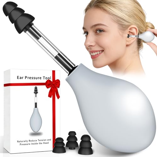 Ear Pressure Relief Suction Device, Tinnitus Relief for Ringing Ears, Portable & Effective Ear Pressure Reliever Device, Ideal for Flying, Reduces Tension with 3 Sizes of Earbuds
