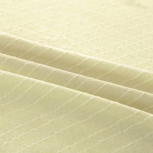 Image of Story@Home Linen King Size Bedsheet Cotton Textured Flat Sheet with 2 Pillow Covers Super Soft Bed Sheet for King Size Bed | 300 TC Striped Pattern | 250 x 270 cm | Sage Green