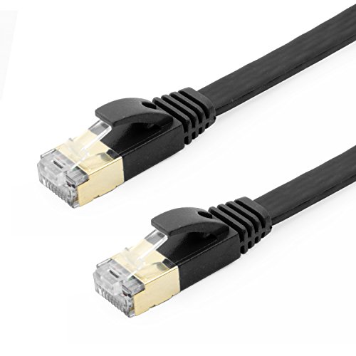 Cable Ethernet Plano CAT7 Escudo STP RJ45 5 ft Pack 5 Negro miniatura 2
