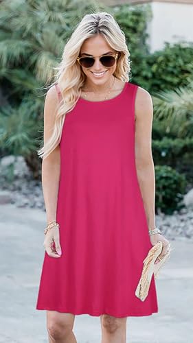 Image of JOLIGAL Womens Summer Dresses Casual Sleeveless Tshirt Sundress Beach Cover Up with Pockets Loose Tank Dress 2026