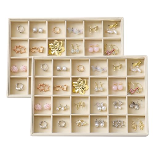 Image of Large Velvet Jewelry Tray Display Drawer Inserts 2 Pack